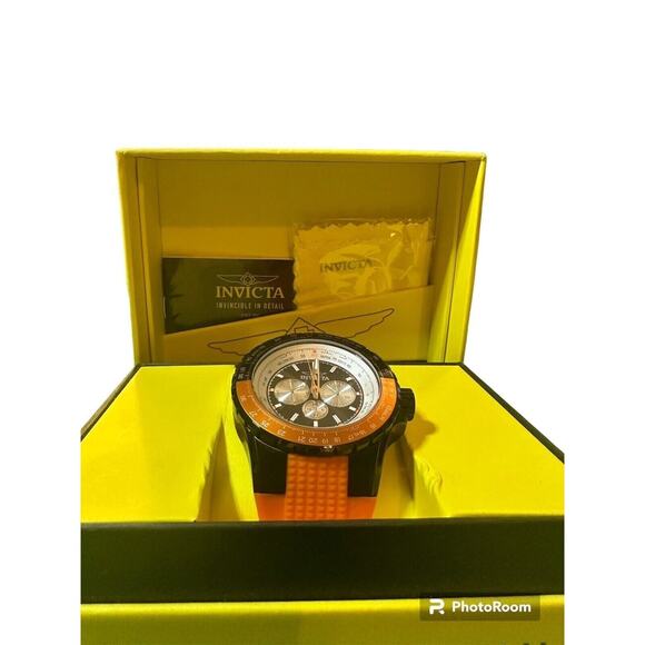 Invicta Aviator Mens 50mm Steel Quartz Silicone Strap Watch main image 5